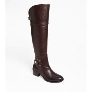 Vince Camuto Brown Over-Knee Boots w/Gold Hardware